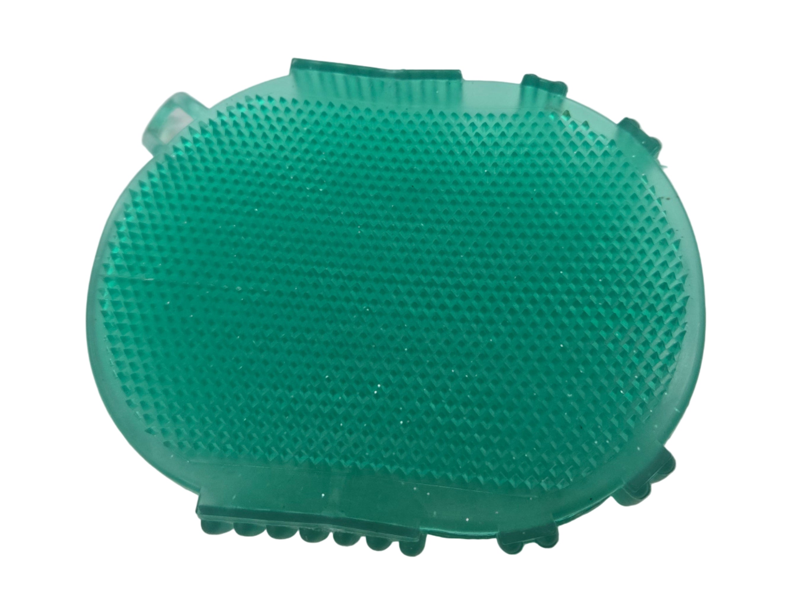 Green textured object on a white background