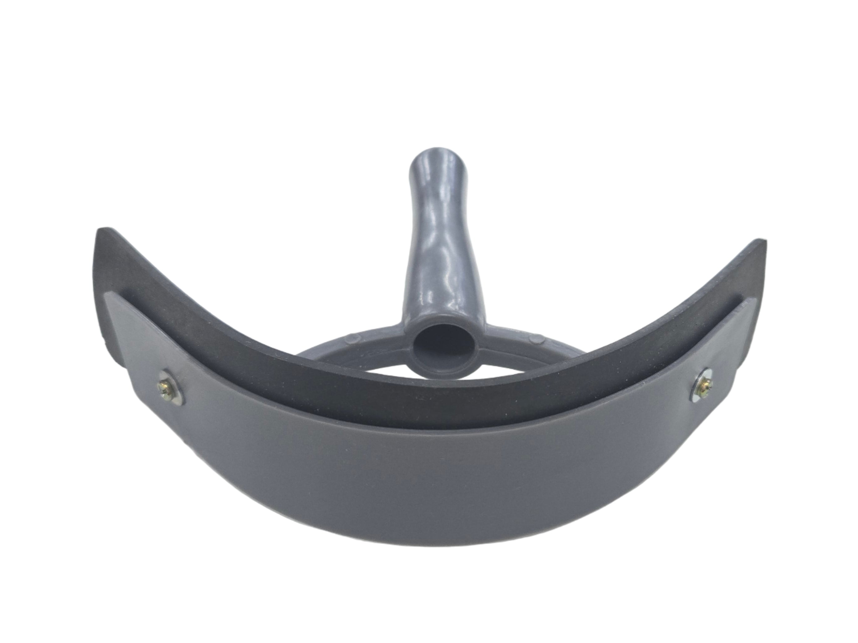 Gray metal tool on a white surface with a blurred background
