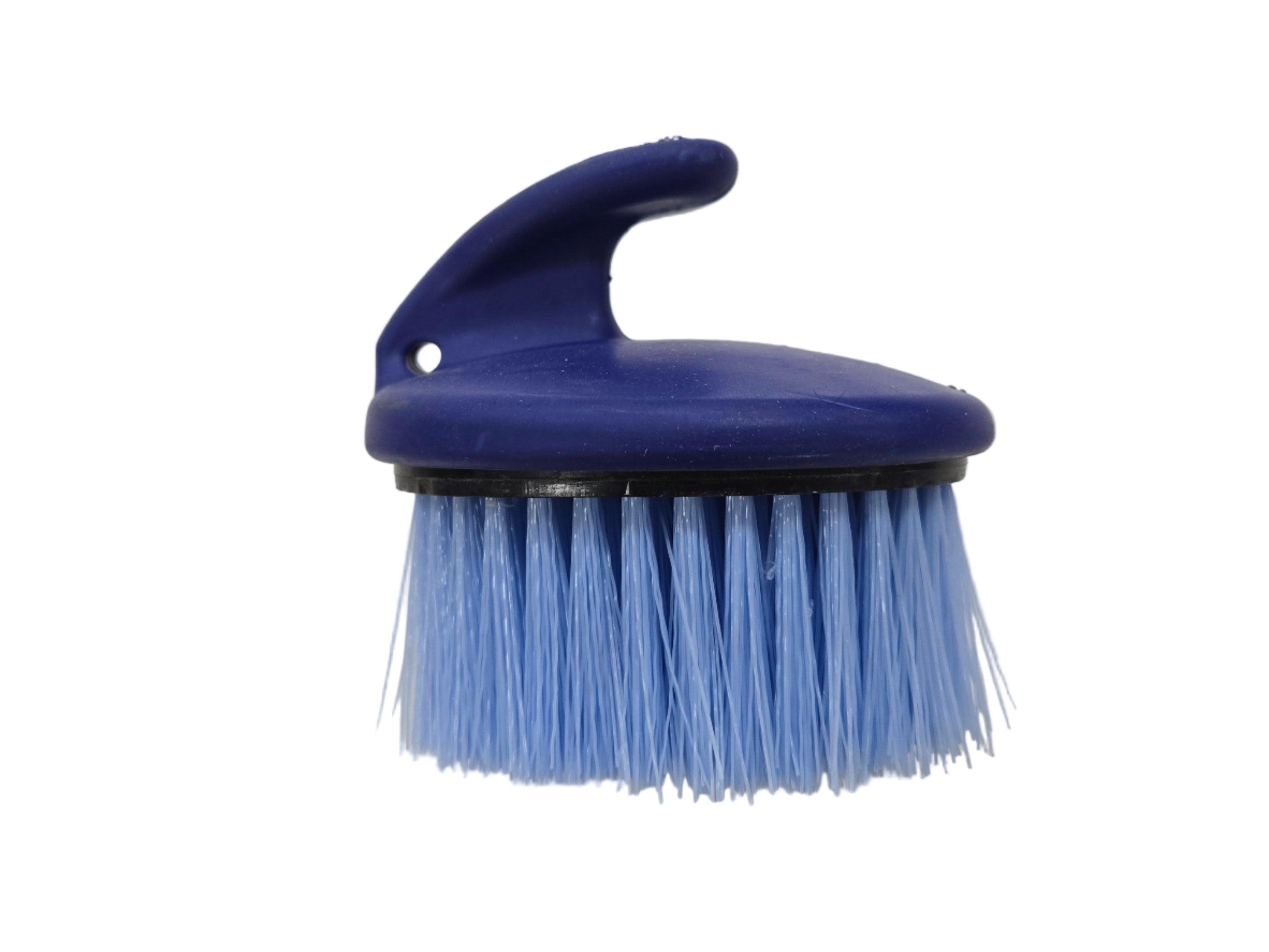Blue brush with a handle on a white background