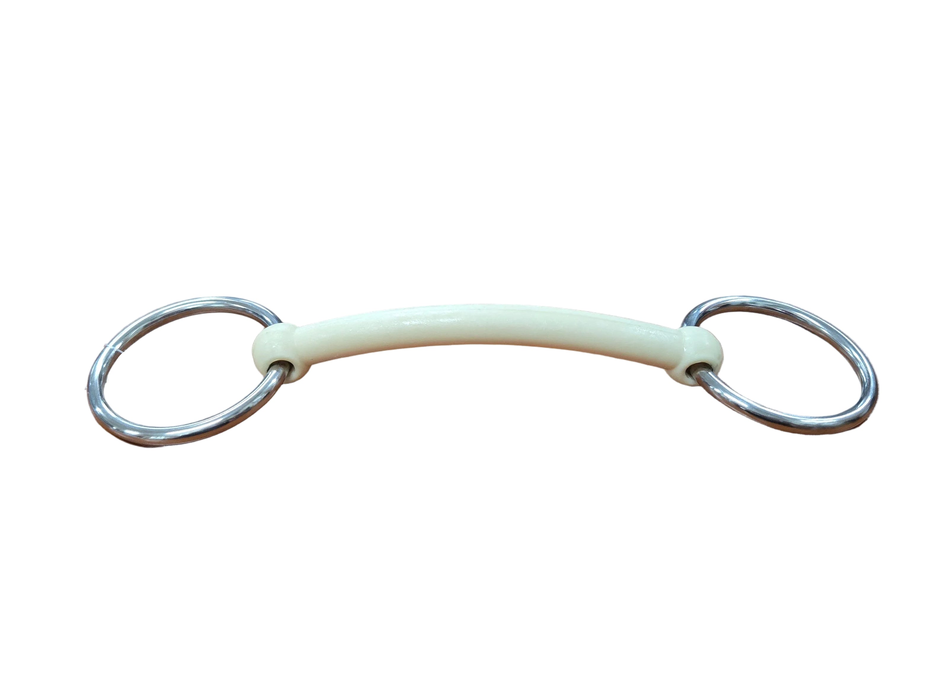 Equestrian bit on a wooden desk with keyboard and office supplies